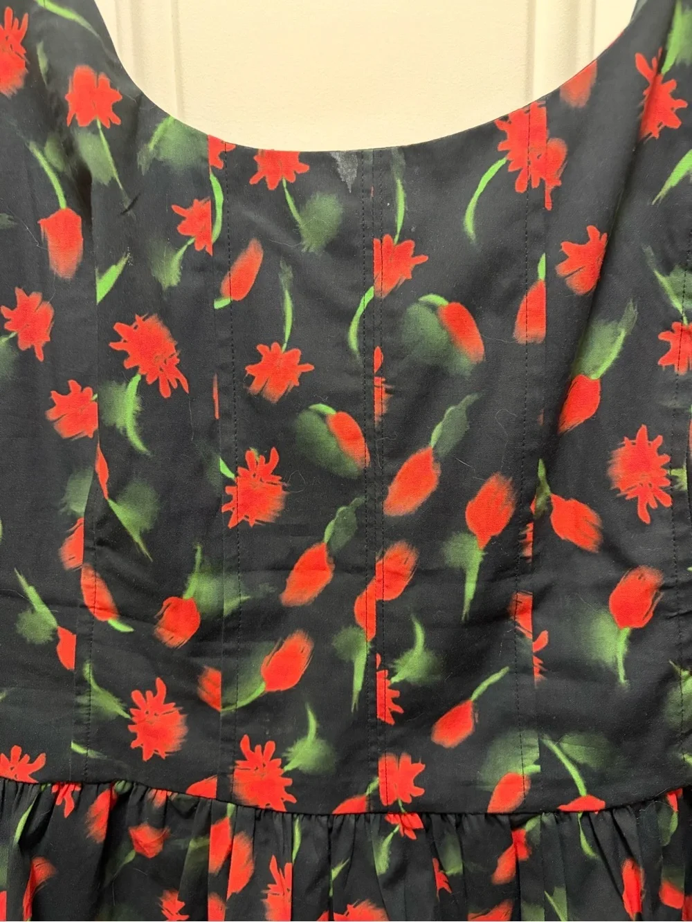JCrew Black floral Fit and flare mini summer dress 16